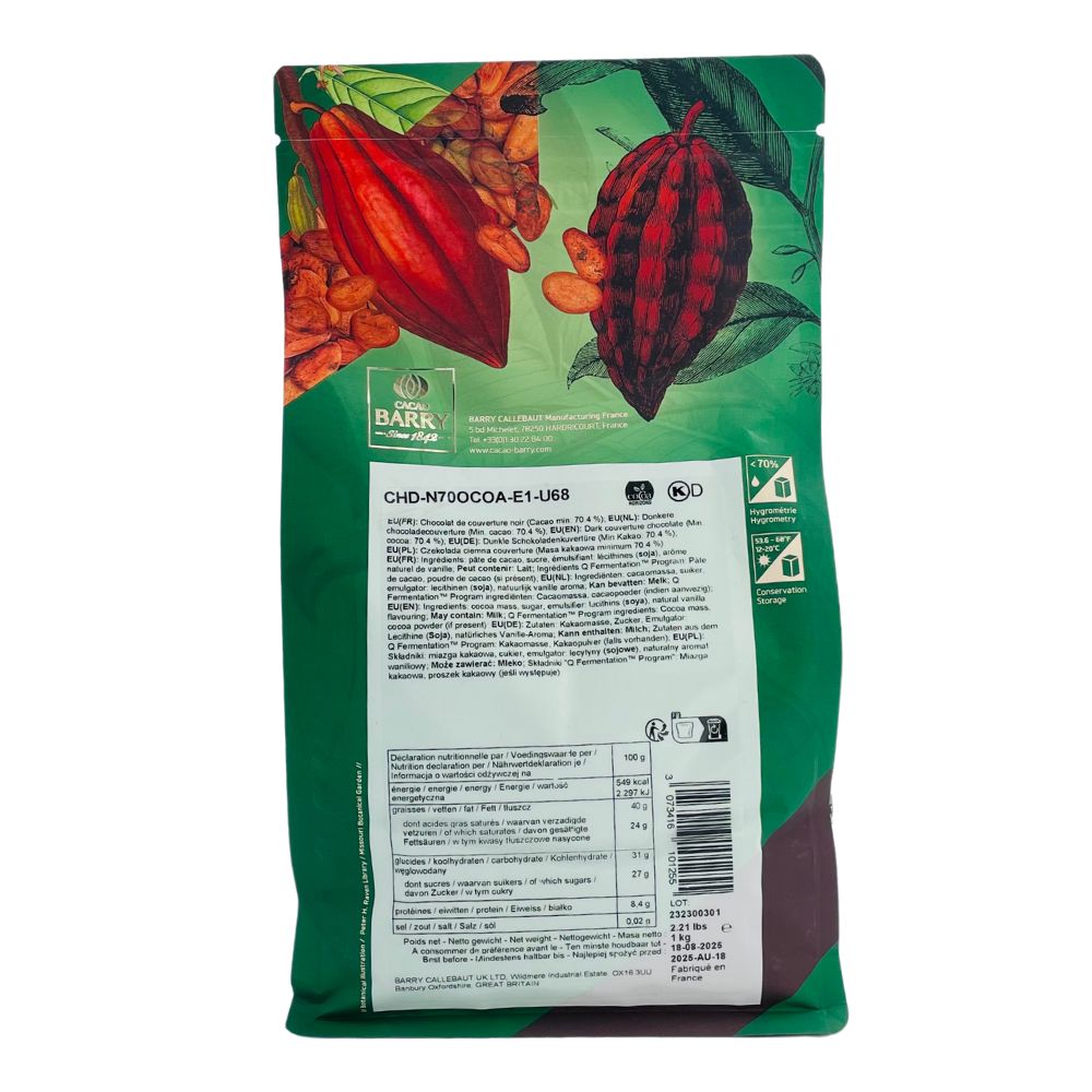70% Cacao Chocolat Noir Ocoa Gamme Pureté - 1 kg