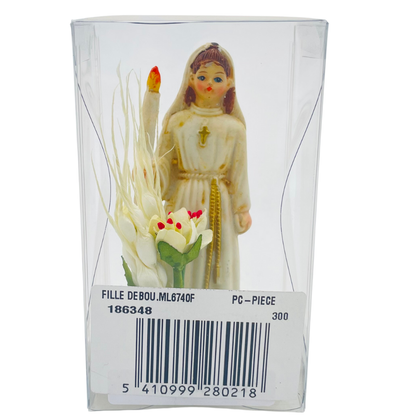 Figurine Debout avec Bougie et Fleur, 12 cm