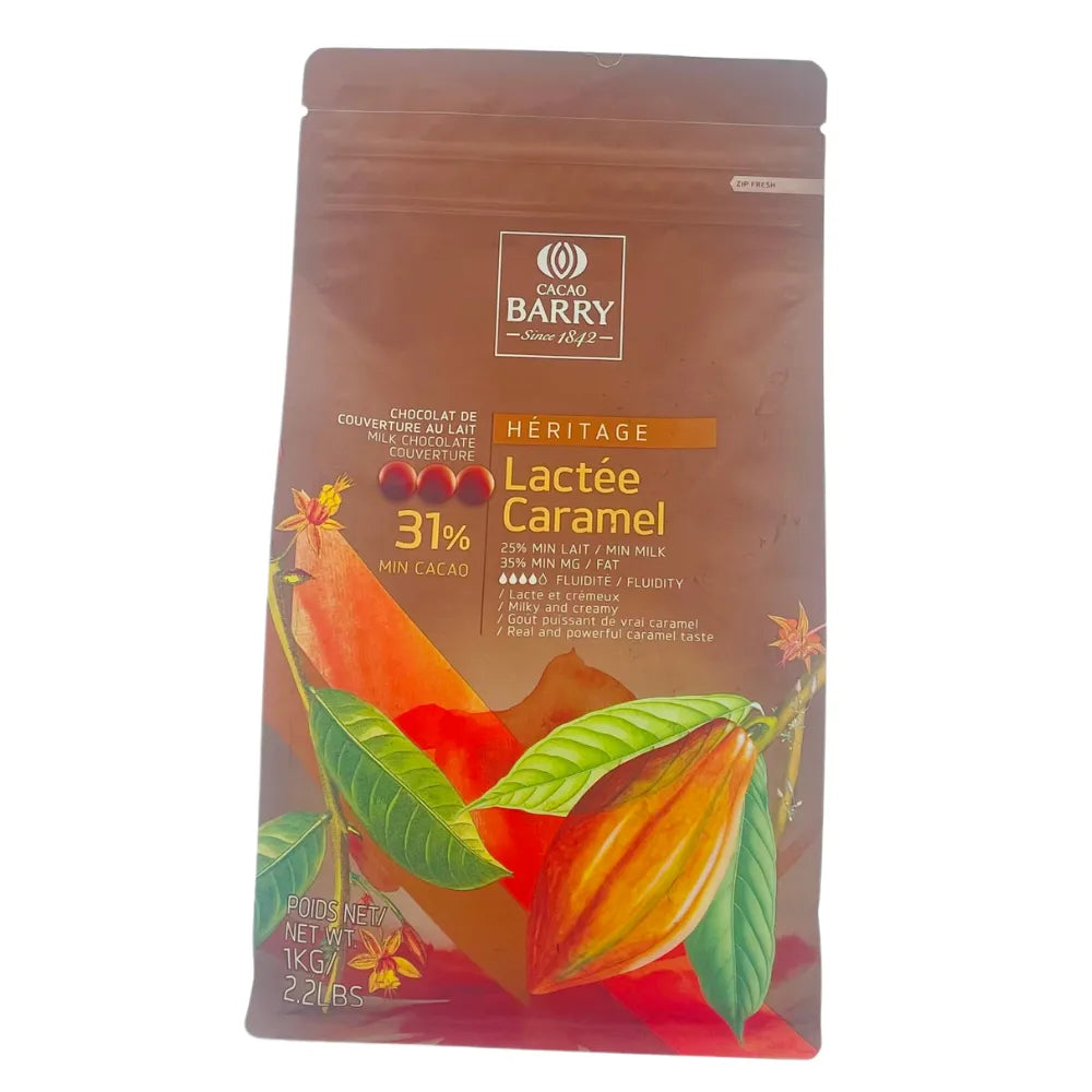 Chocolat de Couverture au Lait Cacao Barry Lactée Caramel 31% - 1 kg - Secret des chefs